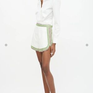 Zimmermann White and Green Trim Women Shorts
